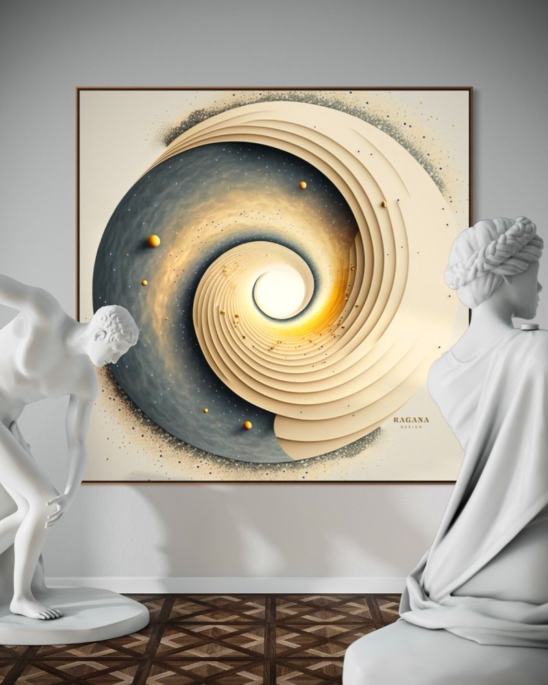 Executive Focus, a large scale design in an exclusive art gallery representing the endless spiral of life by RAGANA Design