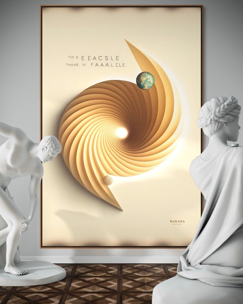Fibonacci Spirals and Galactic Structures a modern art on a exclusive gallery wall by RAGANA Design