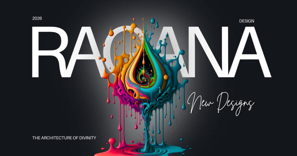 2026 RAGANA Design Social Media Share Image featuring vibrant multi-colored paint splash geometry and "The Architecture of Divinity"