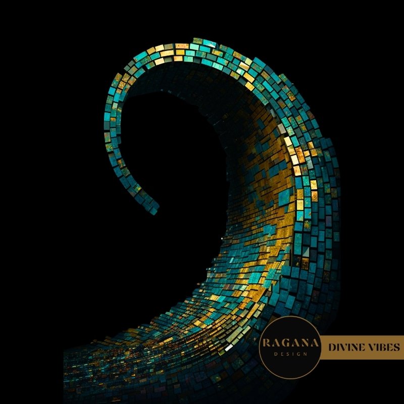 Fibonacci Frequency on YouTube, Sacred Geometry Visual Meditations, Syncing Your Soul to the Golden Ratio, High Fidelity Fibonacci Loops, Digital Sanctuary Spiritual Growth, High Fidelity Video Loops Sacred Geometry A dynamic mosaic-style wave in teal and gold geometric fragments, following a perfect Fibonacci spiral.